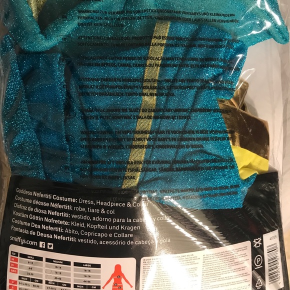 Nefertiti Egyptian Costume Aqua Gold CALLIELIVES - Picture 2 of 7